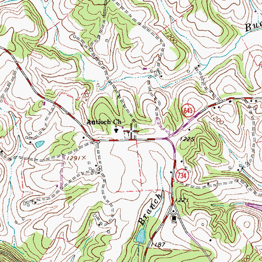 Topographic Map of Antioch Cemetery, VA