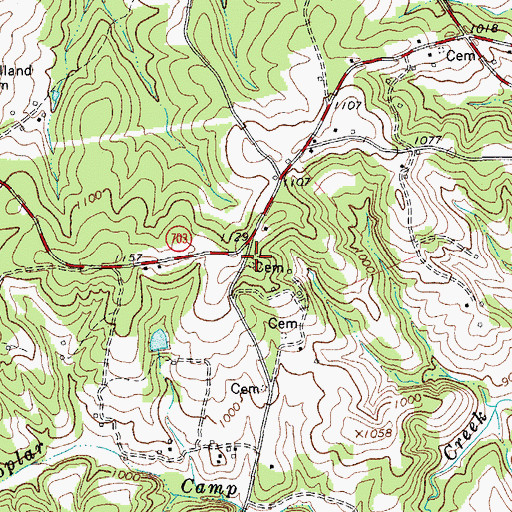 Topographic Map of Ayers Cemetery, VA