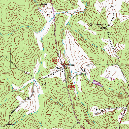 Topographic Map of Beard Cemetery, VA