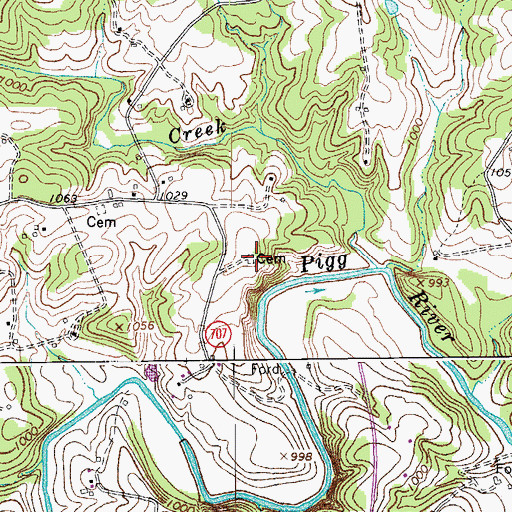 Topographic Map of Bennett Cemetery, VA