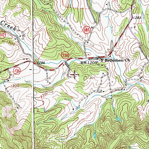 Topographic Map of Bethlehem Cemetery, VA