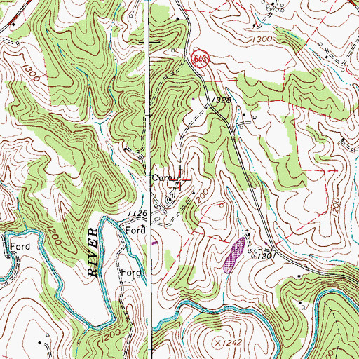 Topographic Map of Boone Cemetery, VA