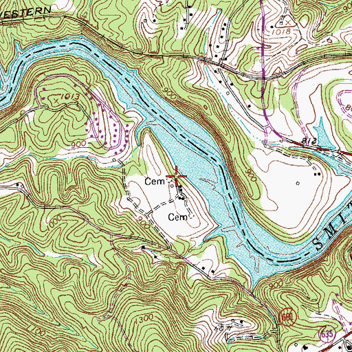 Topographic Map of Brown-Meador Cemetery, VA