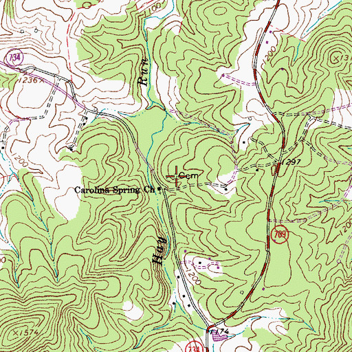 Topographic Map of Carolina Springs Cemetery, VA