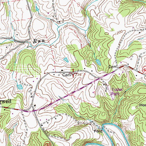 Topographic Map of Carper Cemetery, VA