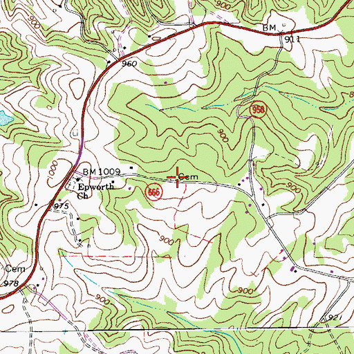 Topographic Map of Casey Cemetery, VA