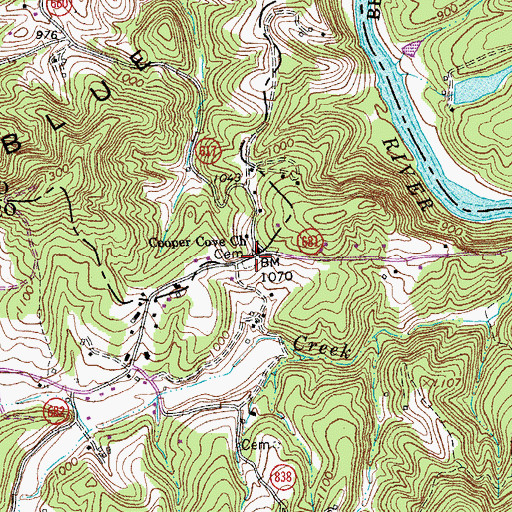 Topographic Map of Coopers Cove Cemetery, VA