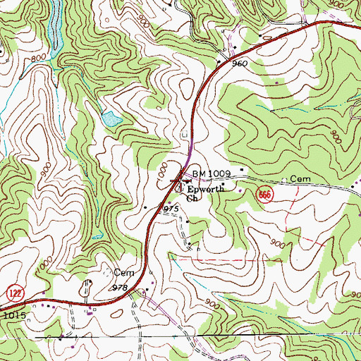 Topographic Map of Epworth Cemetery, VA