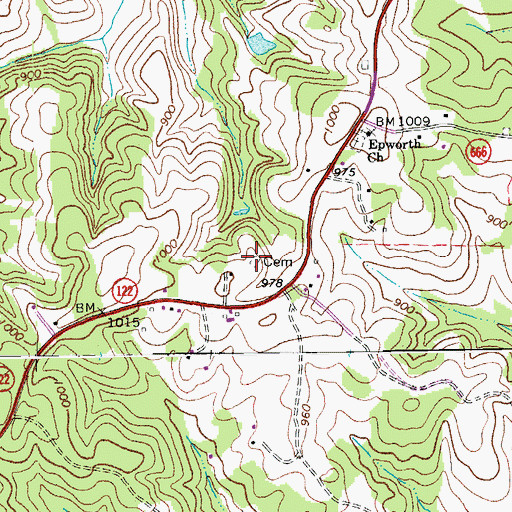 Topographic Map of Ferguson-Hatcher Cemetery, VA