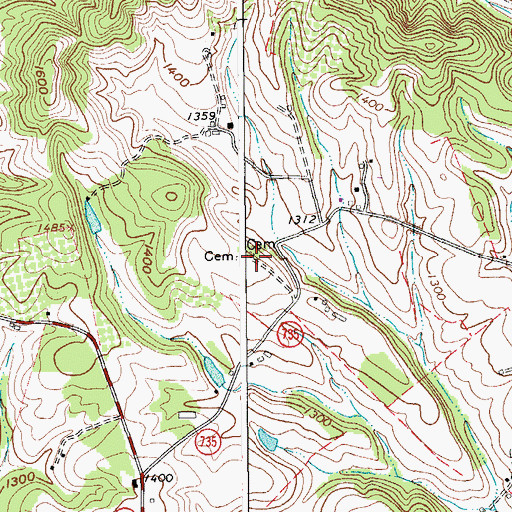 Topographic Map of Flora Cemetery, VA