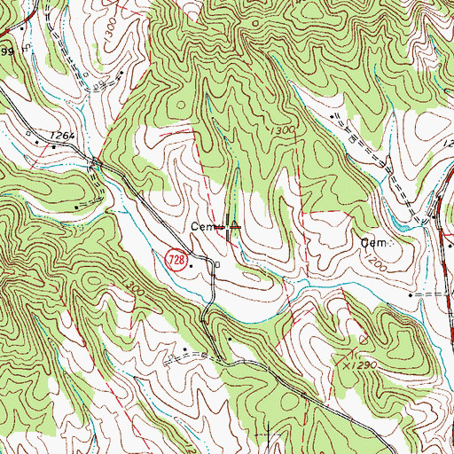 Topographic Map of Helms Cemetery, VA