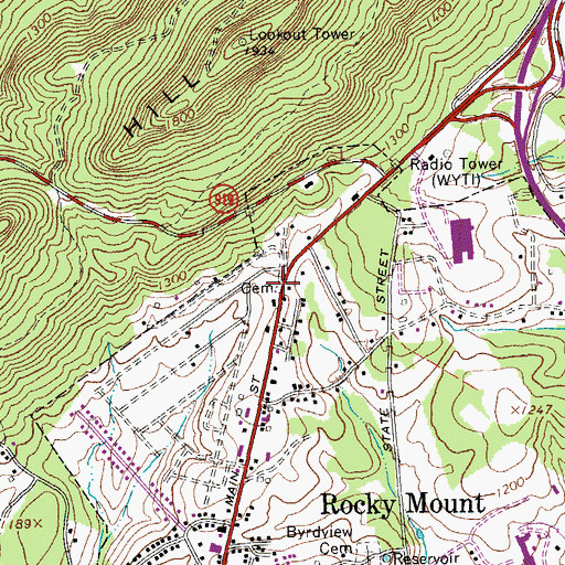 Topographic Map of Hodges Cemetery, VA