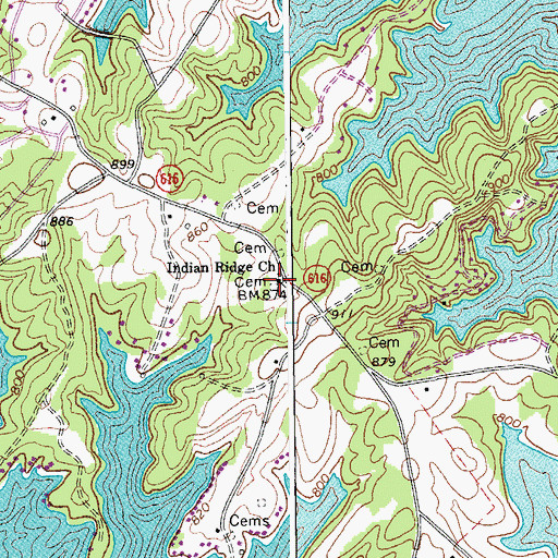 Topographic Map of Indian Ridge Cemetery, VA