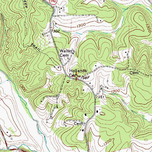 Topographic Map of Logan-Holland Cemetery, VA