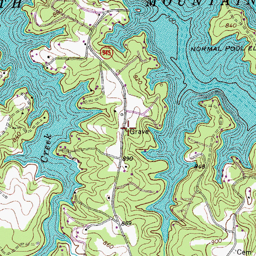 Topographic Map of Maxey Cemetery, VA