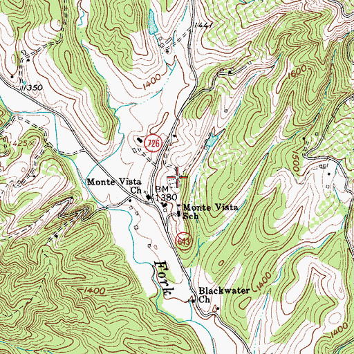 Topographic Map of Monte Vista Cemetery, VA