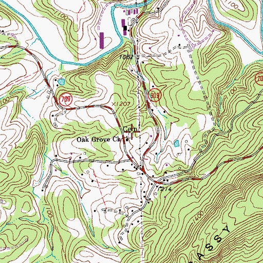 Topographic Map of Oak Grove Cemetery, VA
