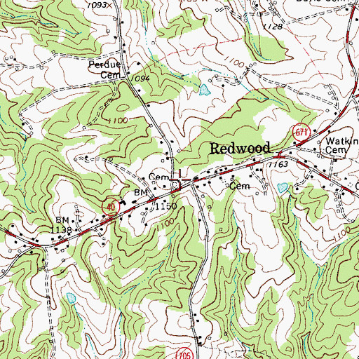 Topographic Map of Perdue-Lynch Cemetery, VA