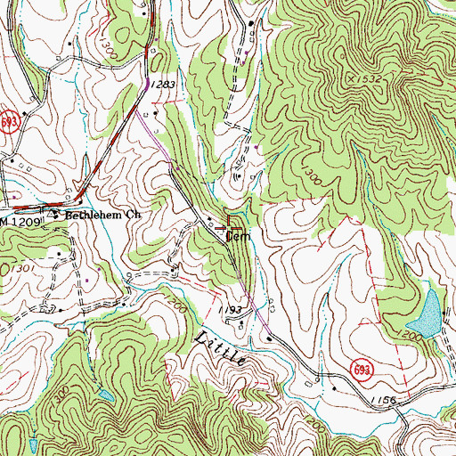 Topographic Map of Peters Cemetery, VA