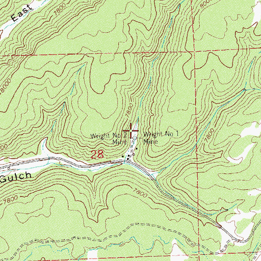Topographic Map of Wright Number 1 Mine, CO