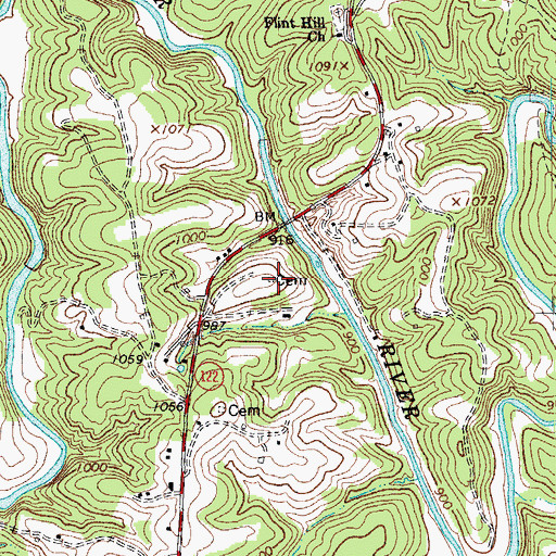 Topographic Map of Thurman Cemetery, VA