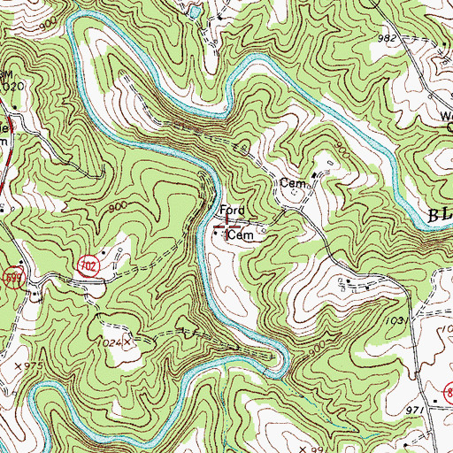 Topographic Map of Thurman Cemetery, VA