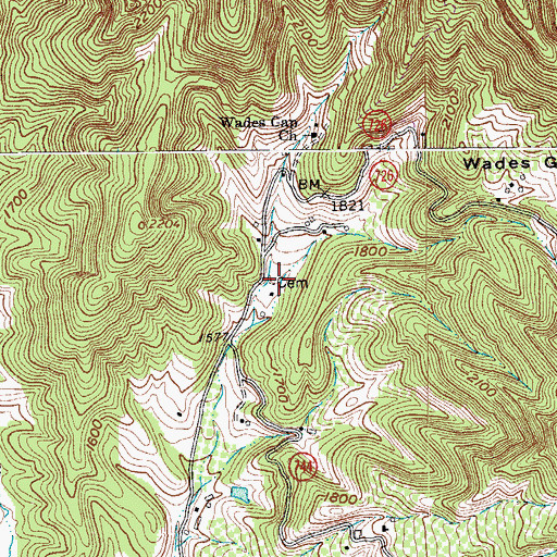 Topographic Map of Webster Cemetery, VA