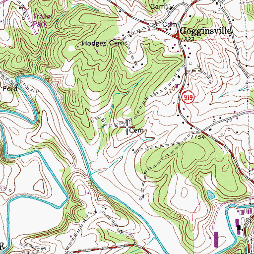 Topographic Map of Willis Cemetery, VA