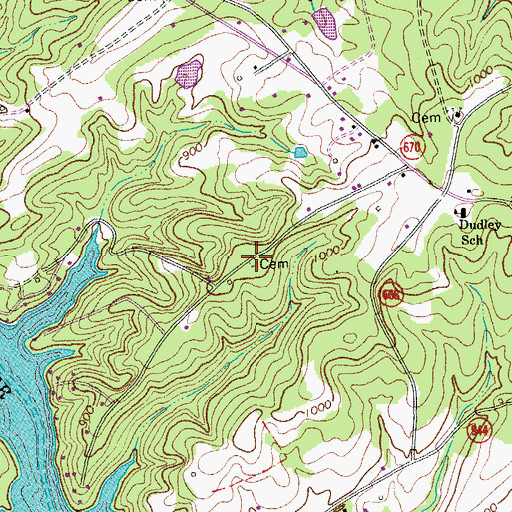 Topographic Map of Brown Cemetery, VA