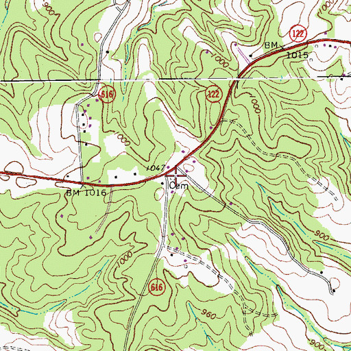 Topographic Map of Duncan Cemetery, VA