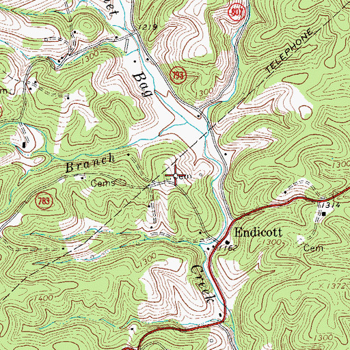 Topographic Map of Endicott Community Cemetery, VA