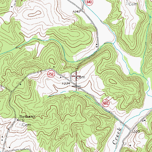 Topographic Map of Foster Cemetery, VA