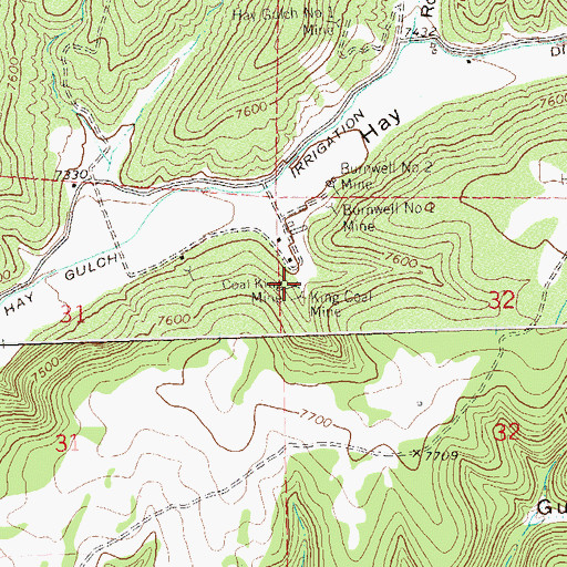 Topographic Map of King Coal Mine, CO