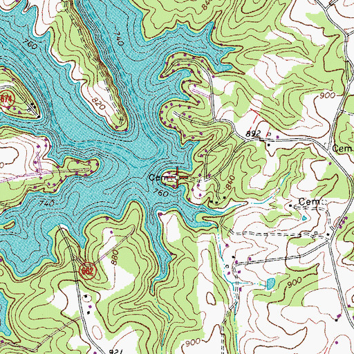 Topographic Map of Housman Cemetery, VA