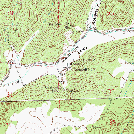 Topographic Map of Burnwell Mine Number 1, CO