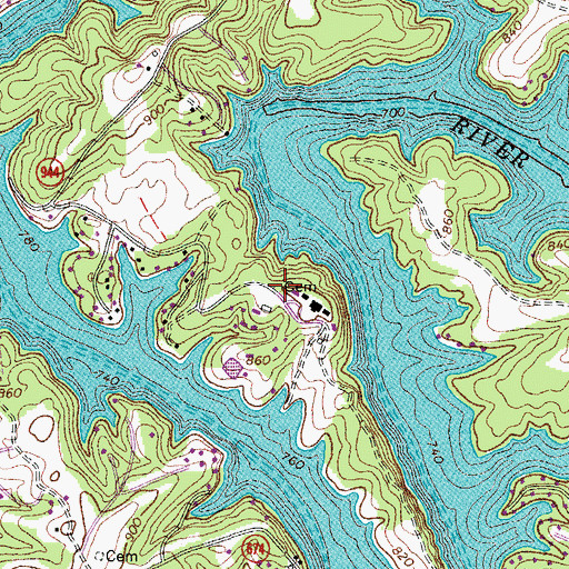 Topographic Map of Lumsden Cemetery, VA