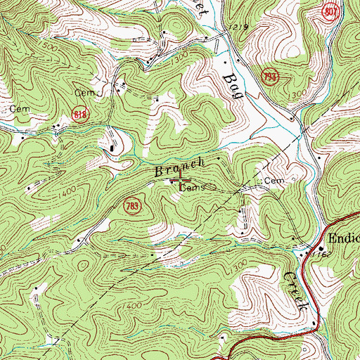 Topographic Map of Midkiff Cemetery, VA