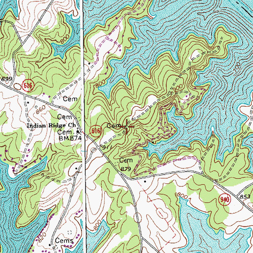 Topographic Map of Parker Cemetery, VA