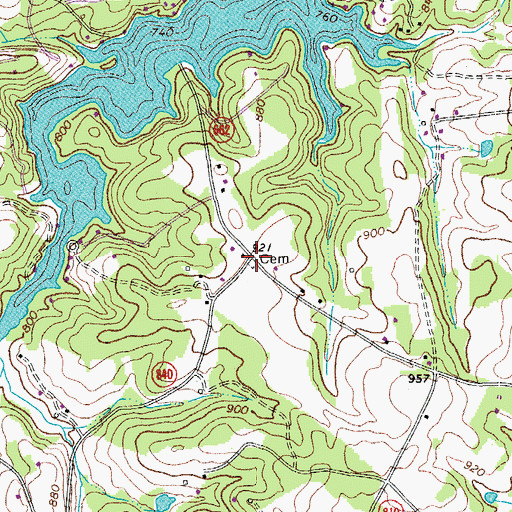 Topographic Map of Perdue Cemetery, VA