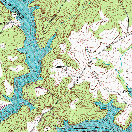 Topographic Map of Perdue Cemetery, VA