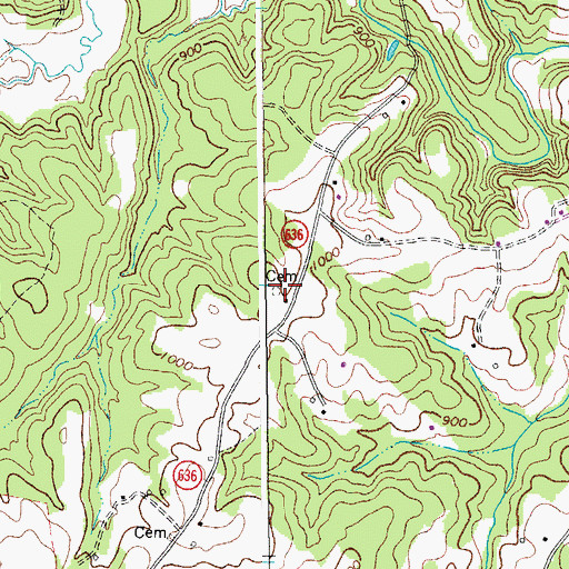 Topographic Map of Perdue-Robertson Cemetery, VA