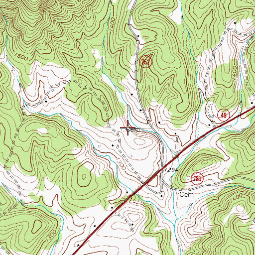 Topographic Map of Peters Cemetery, VA