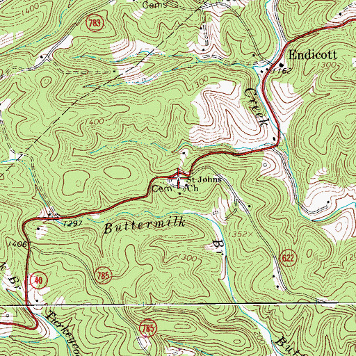 Topographic Map of Saint Johns Church, VA