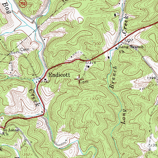 Topographic Map of Spencer Cemetery, VA