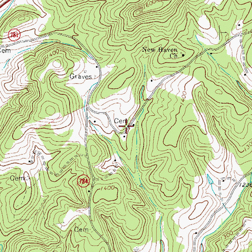 Topographic Map of Young Cemetery, VA