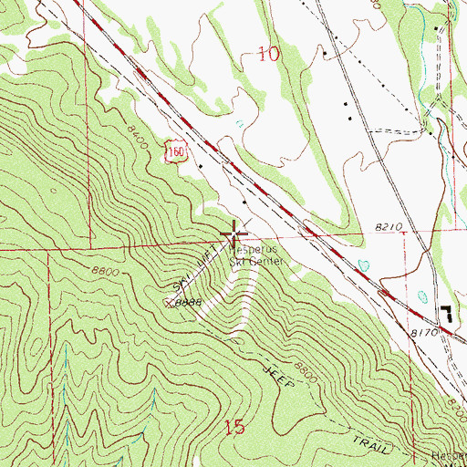 Topographic Map of Hesperus Ski Center, CO