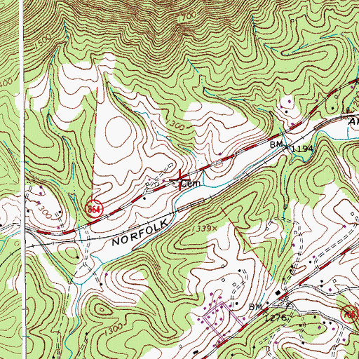 Topographic Map of Angle Cemetery, VA