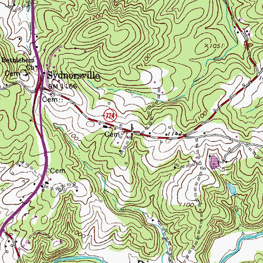 Topographic Map of Beach-Scott Cemetery, VA