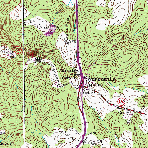 Topographic Map of Bethlehem Cemetery, VA