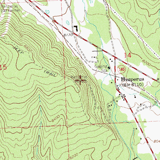 Topographic Map of Hesperus Mine, CO